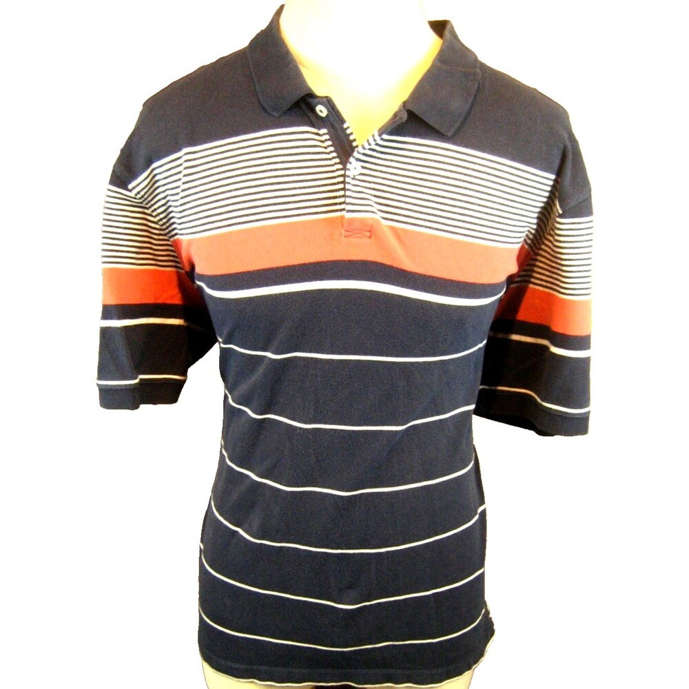 Mens GH Bass Blue Stripe SS Casual Cotton Golf Polo Shirt sz 2XL